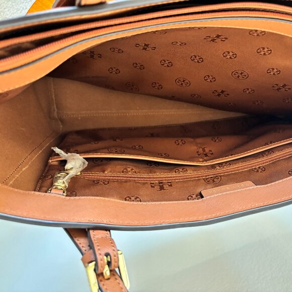 Tory Burch York Buckle Large Tote Leather Luggage/Camel/Tan - Picture 7 of 16